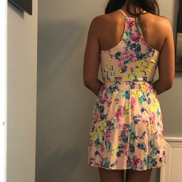 Candies Pink Floral Racerback Mini Dress - Picture 3 of 7